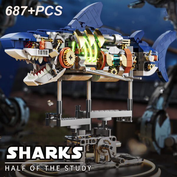 8184a1a548b9c75d 687PCS nical Shark Building Blocks Sea Animal Joints Movable Model Bricks Creative Desktop Decoration Kids DIY Toys Gifts