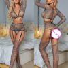 4Pcs Erotic Lace Mesh Lingerie  For Women Set Women Sexy Lingerie Garter Panties Set Sensual Lingerie Sex Suit Porn Exotic Costu
