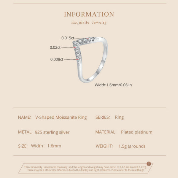 Bamoer V-shape Moissanite Delicate Lab Diamond Ring Sterling Sier for Women Engagement Wedding Jewelry
