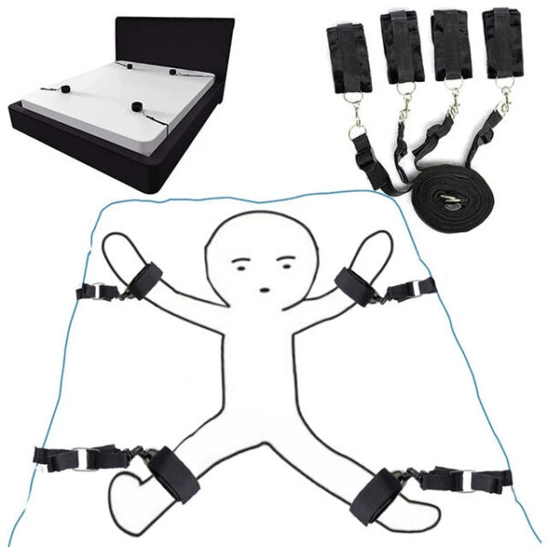 Bdsm Bondage Set 18 Adult Sexy Erotic Accessories Adjustable Bandage Handcuffs And Footcuffs Bed Sex For Woman Couples Toys