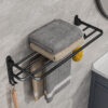 819e57123a183262 Matte Black 50CM Folding With Hook Towel Holder Wall Mount AluminumTowel Rack