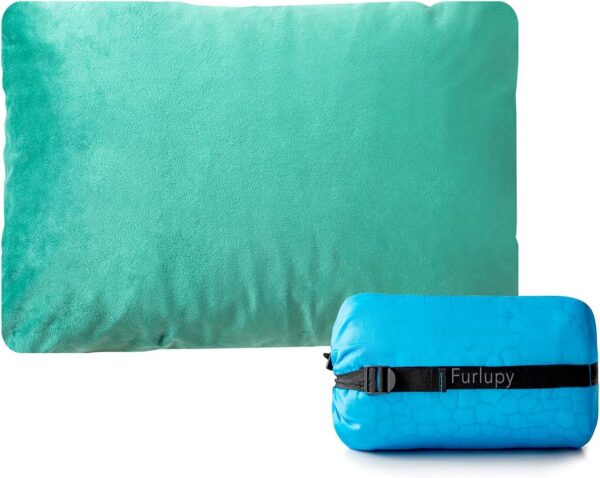 Small Cooling Gel Memory Foam Camping Pillow Travel - Contoured Support -Compressible Pillow Ideal for Backpacking, Camping, Travel, Car, Airplane,Office Nap