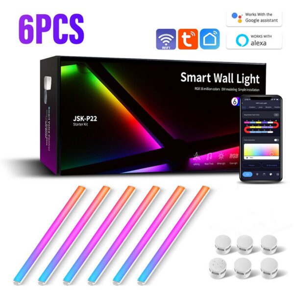 81add5d2e88565ec WIFI LED Smart Wall Lamp RGBIC Bar DIY Atmosphere Night Light APP Music Rhythm TV Backlight Bedroom Game Room Decoration