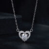 Bamoer U 0.5CT Moissanite Necklace Heart Diamond Pendant Adjustable Choker for Women Sterling Sier Wedding Lover Gift