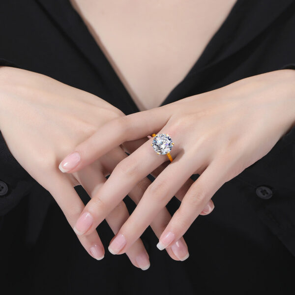 Szjinao Massive Certified 12mm 6ct Round Cut Moissanite Ring For Women Sier Wedding Diamond Test Pass Women's Jewelry Sale