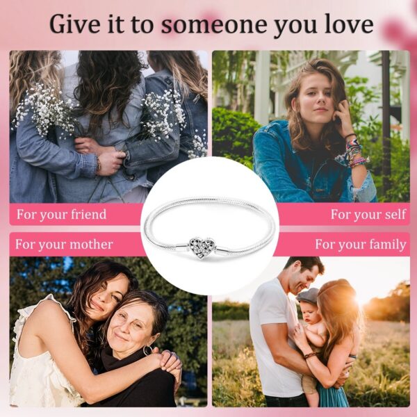 81e1173a8c1e22a8 MULA 1PC Sier-plated Heart -Shape Open Clasp Snake Chain Charm Bracelet Fit Charms Bead DIY Women Jewelry Gift