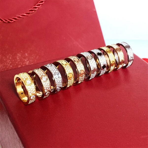 81ea2fd045144015 Starry ring love rings nail Ring designer womens Titanium steel rose gold sier plated with full diamond for Man Rings wedding Engagement gift 4 5 6mm Multi size