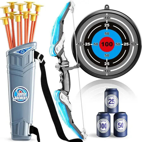 81ed60d7612eb87b Bow and Arrow Set, LED Light Up Archery Toys Set for Kids Ages 4-8 8-12, with 10 Suction Cup Arrows, Target & Quiver, Boys