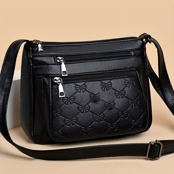 New Women's Bag Mother Bag, Multi-layer Soft PU Leather Shoulder Crossbody Bag Briefcase ( Zipper Direction Assorted Varieties)