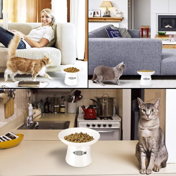 81fd8a647bbb6ccc Yangbaga Cat Raised Food/Water Bowl for Elder Big Cats, Non-Skid 4.8x6.4in Premium Ceramic Cat Bowls with Stand, Sturdy and Anti-Fall… (White)