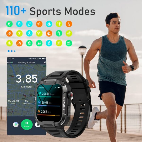 MELANDA 1.85 Outdoor Military Smart Watch Men Bluetooth Call Smartwatch For Android IOS IP68 Waterproof Sports Fiess Watches