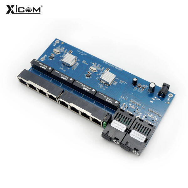 820891bb67d80a61 3pcs Gigabit placa metro Switch fibra 10/100/1000M 8 RJ45 UTP 2 SC Fiber Port Fast Ethernet PCBA Fiber Optical Media Converter