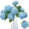 GREENTIME 13” Artificial Hydrangea Flowers Faux Hydrangea Bouquet with 7 Head 3.15” Tiny Hydrangea for Wedding Bouquet Party Home Decor DIY Baby Shower Centerpieces Tables Decoration(Blue)