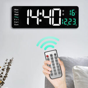 8215fa209a902a80 Large Digital Wall Remote Control Temp Date Week Display Power Off Memory Table Clock Wall-mounted Dual Alarms LED Clocks
