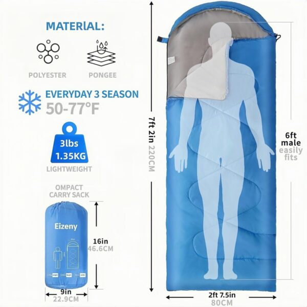 Sleeping Bags for Adults Kids，Lightweight Waterproof Compact Sleeping Bag with Stuff Sack for Warm Camping Cold Hiking Traveling Outdoor Activities