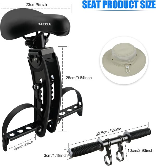 Kids Bike Seat with Handlebar Attachment, Detachable Front Mounted Child Bicycle Seats with Foot Pedals for Children 2~5 Years, Compatible with All Adult Mountain Bikes (Handle+Seat)