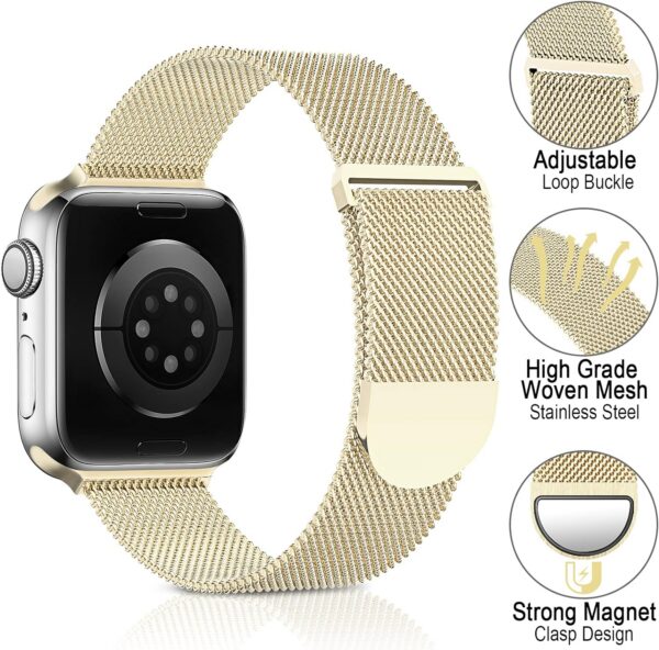 Sunnywoo Metal Stainless Steel Band Compatible with Apple Watch Bands 40mm 38mm 41mm 42mm 44mm 45mm 49mm,Silver Loop Adjustable Magnetic Strap for iWatch Series Ultra 8 7 6 5 4 3 2 1 SE for Women Men