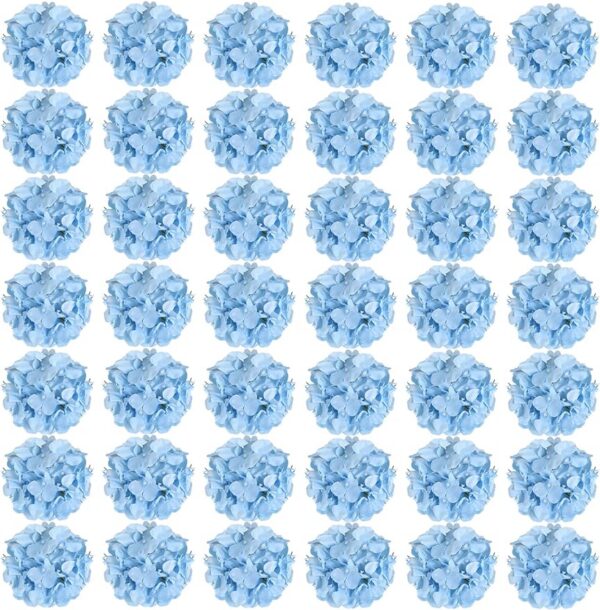 Auihiay 64pcs Silk Hydrangea Artificial Flowers, Artificial Hydrangea Flowers with Stems, Full Hydrangea Flowers for Wedding Centerpieces, Home, Garden, Party Decoration (Blue)