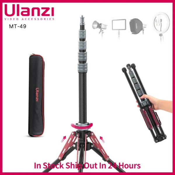 8245f50cf314a1f8 Ulanzi MT-49 1.9M Carbon Fiber Lighting Stand Portable Tripod Photography Light Stand for LED Light Flash Softbox Travel Monopod