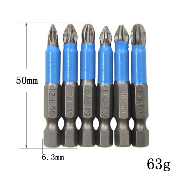 12pc S2 Steel Anti Slip Head Cross Electric Screwdriver Tool Set PH1/PH2/PH3/PZ1/PZ2/PZ3