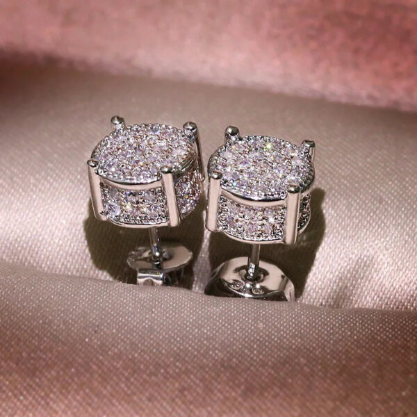 824b0cfae0532a05 Hiphop Micro pave Lab Diamond Stud Earring Real 925 Sterling Silver Party Wedding Earrings for Women men Anniversary Jewelry