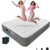 824e514bfcd89f09 Queen Air Mattress with Built-in Pump - 18 Inch Extra Thick, Luxurious Velvet Plush Surface & Reinforced Edge - Portable Inflatable Bed for Home, Camping & Travel - Hotel-Like Comfor - Grey