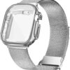 Geoumy Metal Magnetic Bands Compatible for Apple Watch Band 41mm with Case, Stainless Steel Milanese Mesh Loop Replacement Strap Compatible with iWatch Series 8/7/6/5/4/3/2/1 SE Women Men,Brown Gold