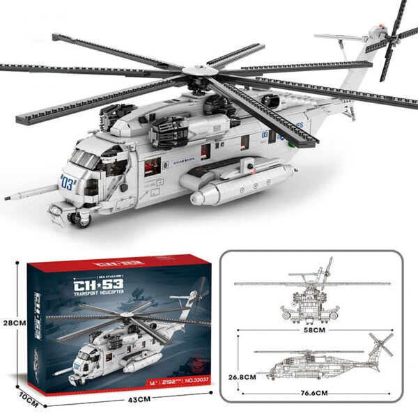 826043edfe04d6c4 2192PCS CH-53E Transport Helicopter Building Blocks Army Plane Military Fighter Model Assembly Bricks Kids DIY Toys Holiday Gift
