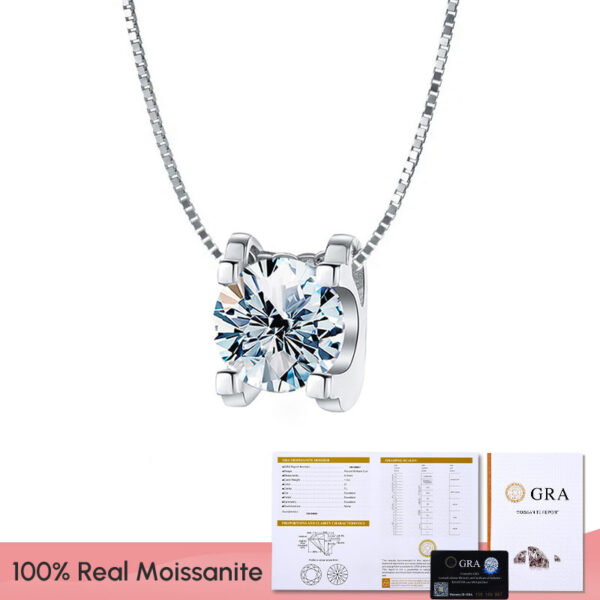 82665021b07ff3d4 GRA 1-2CT D Color Shiny Moissanite Diamond Pendant Chain for Women Sterling Sier Necklace Engagement Fine Jewelry