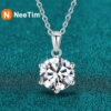 NeeTim 4ct 10mm Moissanite Necklace For Women Sterling Sier with Gold Plated Lab Diamond Pendant Wedding Party Jewelry
