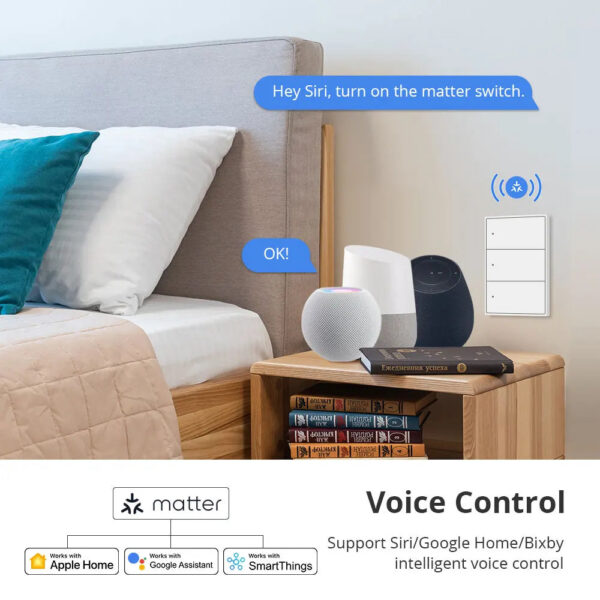829793023e5b4a2f Zemismart Matter WiFi 1 2 3 4 6 Gangs Smart Wall Light Switch Neutral Required with Big Button SmartThings App Homekit Control