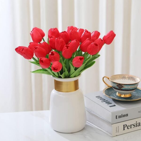 82a600c634b3ac4d Dark Pink Tulips Artificial Flowers 20Pcs Real Touch Faux Fake Tulips Flowers for Home Office Wedding Decor Artificial Tulips Flower Arrangement Bouquet Faux Flowers for Decoration