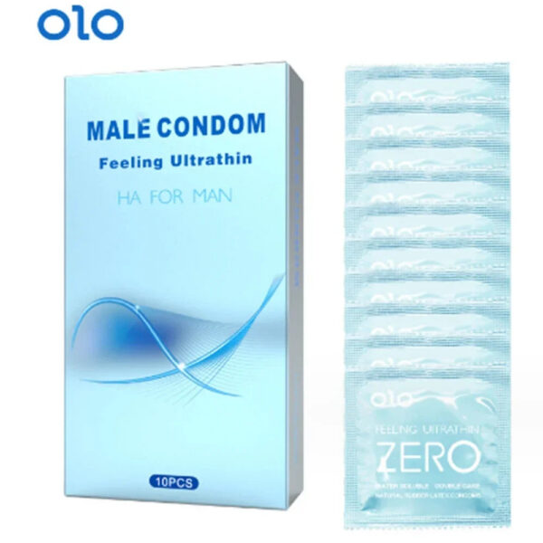 82a816aecdebbdc5 OLO 10pcs Hyaluronic Acid Condom 001 Ultra thin Large Particle Condom Adult Sexual Products Full Oil Smooth sex toys Condones