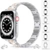 LELONG Compatible with Apple Watch Band 38mm 40mm 41mm Series 9 Series 8 7 6 5 4 3 2 1 SE Ultra, Bling Replacement Bracelet iWatch Band, Diamond Rhinestone Stainless Steel Metal Wristband Strap