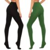 HA WA Fleece Lined for Women, 2 Pairs Opaque Warm Tights with Control Top Pantyhose