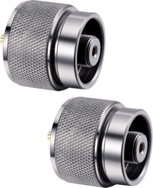82ddd6f88d494b98 Hotop 2 Pieces Camping Stove Adapter 1 Lb Propane Small Tank Input EN417 Lindal Valve Output Outdoor Cylinder LPG Canister Adapter