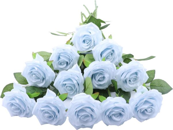 Artificial Rose Flower Dusty Rose Flower Silk Flowers 12 pcs with Long Stem Silk Roses Bouquet for Wedding Bridal Shower Party Home Decoration