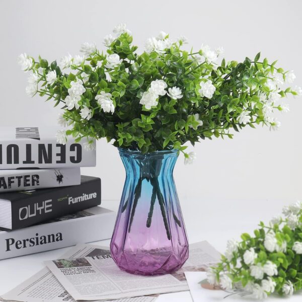 RECUTMS 12 Bundles Artificial Outdoor Plants, Artificial Greenery for Flower Arrangements Shrubs UV Resistant Faux Plastic Plants Spring Decorations for Home Front Porch Decor(White)