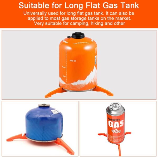 STCRERAG Gas Tank Bracket Foldable Canister Stand Gas Canister Support Orange Gas Tank Stove Stand Bracket Tripod Outdoor Stove Flat Gas Tank Holder for Outdoor Camping Hiking Picnic Cooking