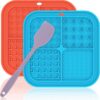 Lick Mat for Small Dogs and Cats 2 Pack, Dog Peanut Butter Lick Pads with Suction Cups for Slow Feeder, Anxiety Relief (Blue & Red)