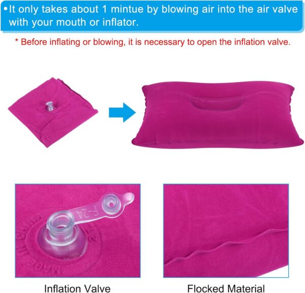 8336312cae155466 PATIKIL Inflatable Pillow, 2 Pack Squared Ultralight Camping Travel Pillow Desk Rest Neck Support for Hiking Backpacking Office, Pink