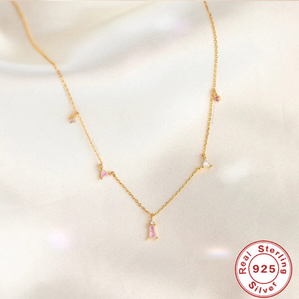 CANNER Sterling Sier Romantic Pink White CZ Pendant Necklace For Women Jewelry Fancy Diamond Chain Choker Necklaces Bijoux