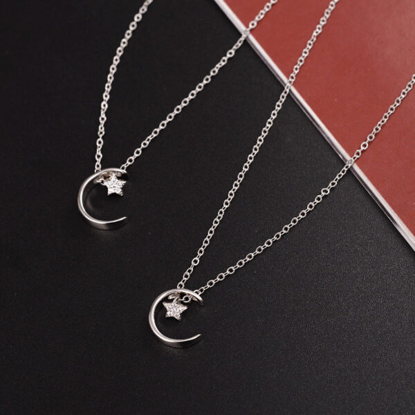 833c7c22aec81d5e Sterling Sier Star Necklace Woman Sexy Clavicle Chain Flashing Diamond Moon Pendant Gift For Friends High Jewelry