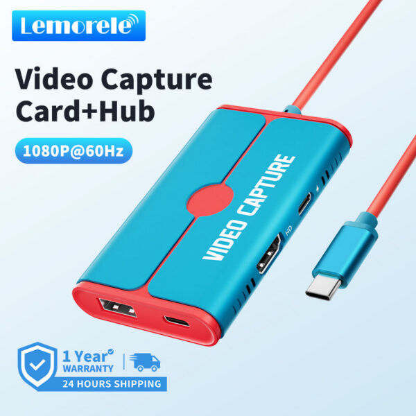 Lemorele Video Capture Card Switch Dock for Nintendo Switch/OLED USB C to HDMI-Compatible Cable Adapter 1080P60Hz 100W PD