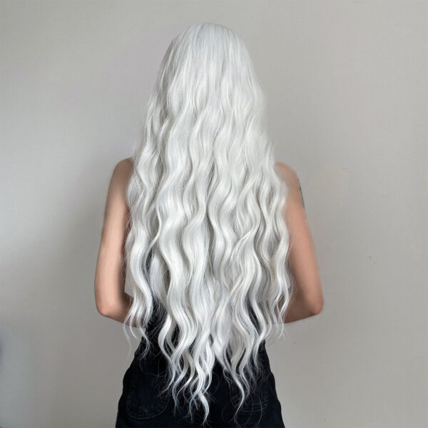 83827576aa4b35ea Long Water Wave with Bangs White Colorful Cosplay Silky Wig for Women Daily Party Natural Soft Synthetic Hair Heat Resistant