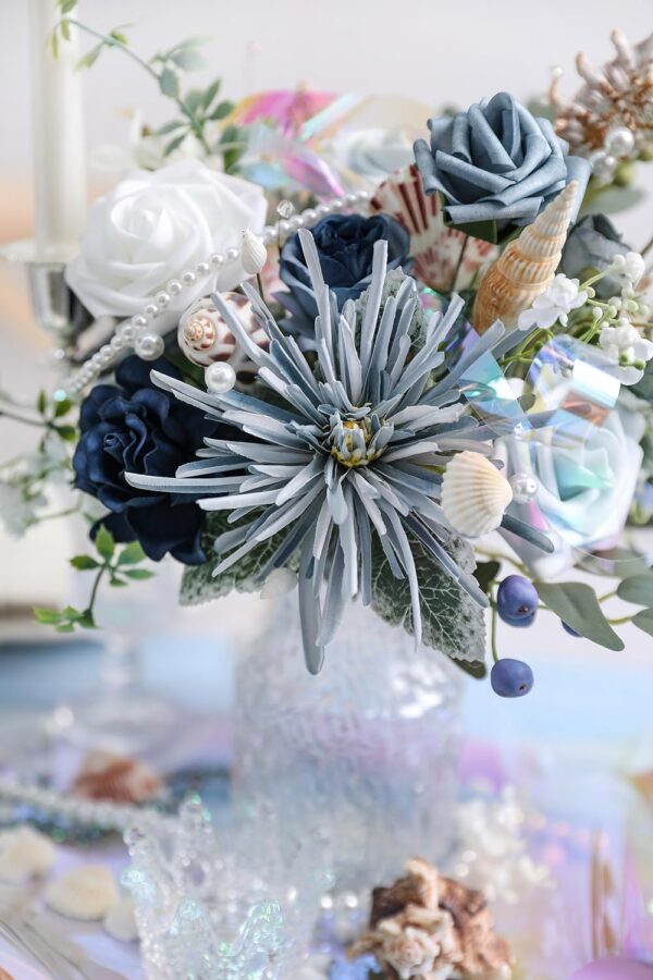 YYHUAWU Artificial Flowers Combo Box Set Gradient Color Flower Leaf with Stems for DIY Wedding Bouquets Centerpieces Baby Shower Party Home Decorations Peach