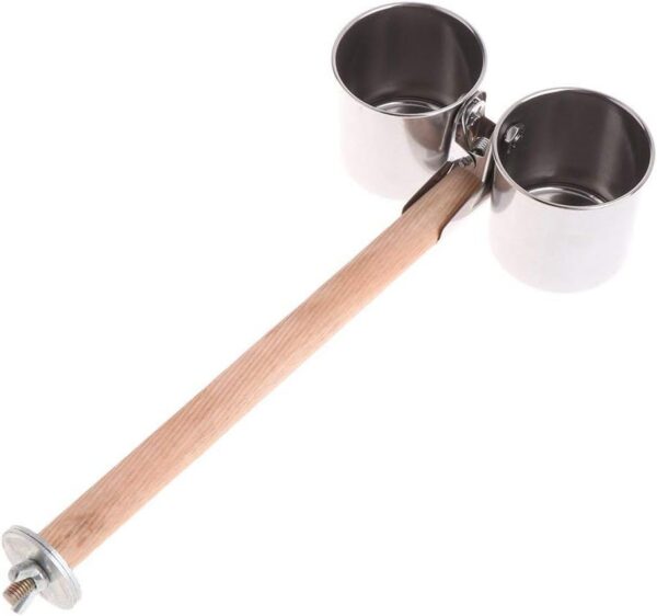839919eaaf98d91b Hypeety Bird Parrot Feeding Double Cups Stainless Steel Food Water Bowls with Clip Bird Seed Feeder Cups Hanging Bowl Cage Stand Accessories