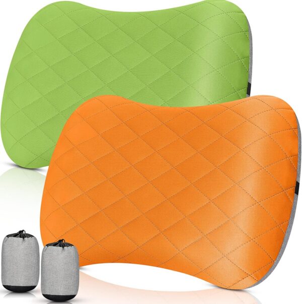 83a0e42b1436e4af 2 Pack Inflatable Travel Camping Pillow with Removable Cover Backpacking Blow up Neck Air Pillow Compressible for Lumbar Support Travel Hiking(Black,Grey)
