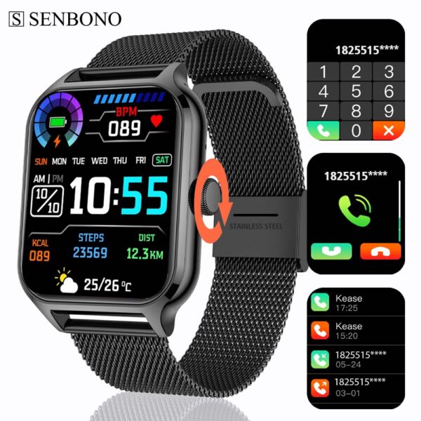 83b2042f8992741c SENBONO New 1.91" Smartwatch Bluetooth Call Heart Rate Blood Oxygen Tracker Sport Smart Watch Women Men for IOS Androird