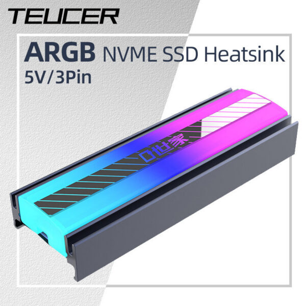 83ba8e391f933da4 Teucer M.2 2280 NVME SSD Heatsink M2 Radiator 5V 3Pin ARGB Aluminum Solid State Drive Cooler